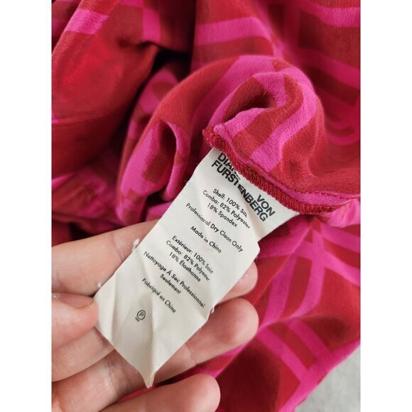 Diane Von Furstenberg Red Plaid Silk Long Sleeve Button Up Shirt Dress Size 2 - Picture 8 of 8